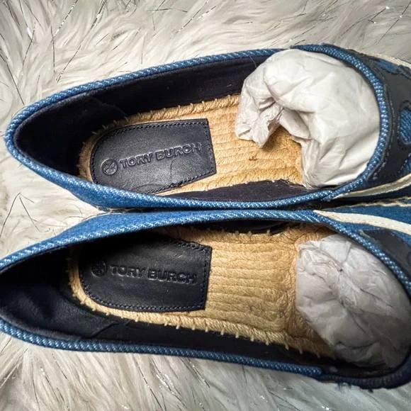Tory Burch Blue and White Espadrilles